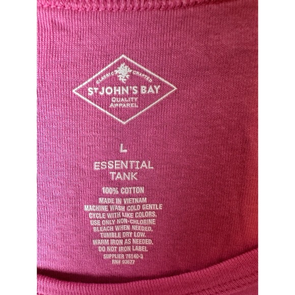 St. John's Bay Tank Top Womens Hot Pink Scoop Neck Sleeveless 100% Cotton Sz L - Picture 4 of 6